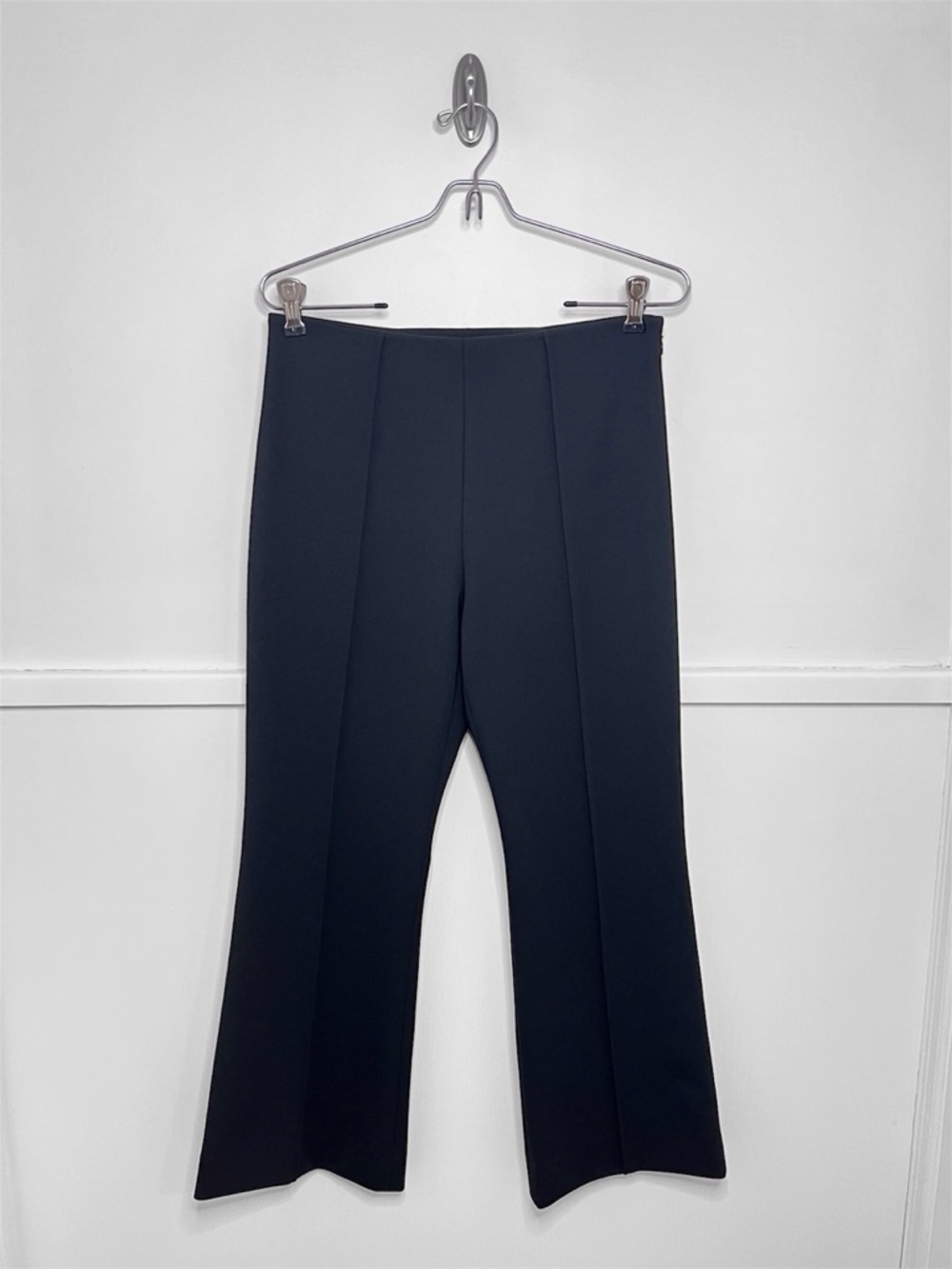 ATM Anthony Thomas Melillo Kick Flare Pin Tuck Ponte High Waist Black Pant